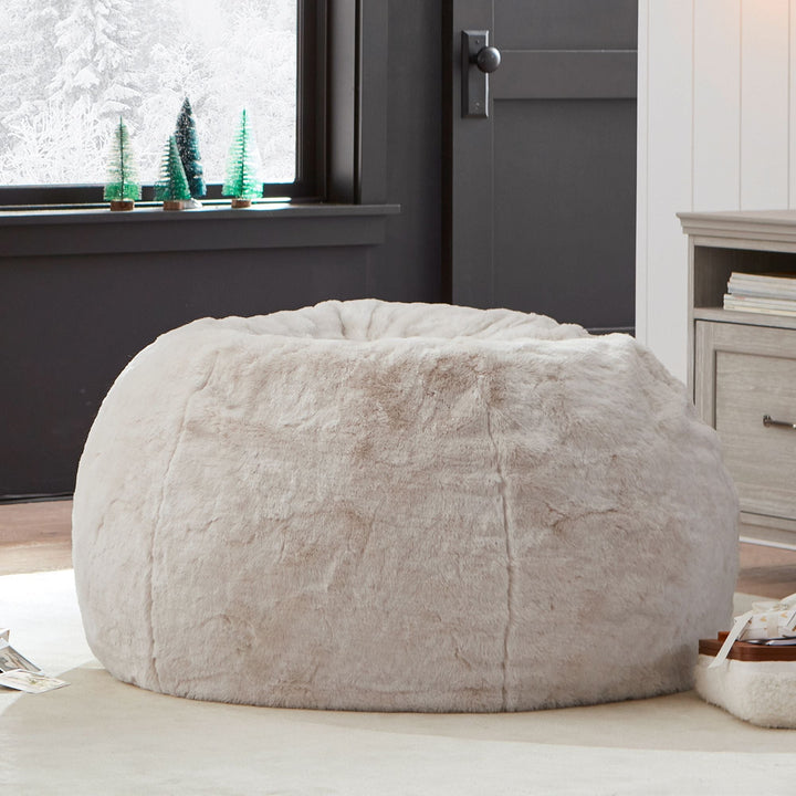 Ivory Polar Bear Faux Fur Bean Bag Chair Slipcover Only