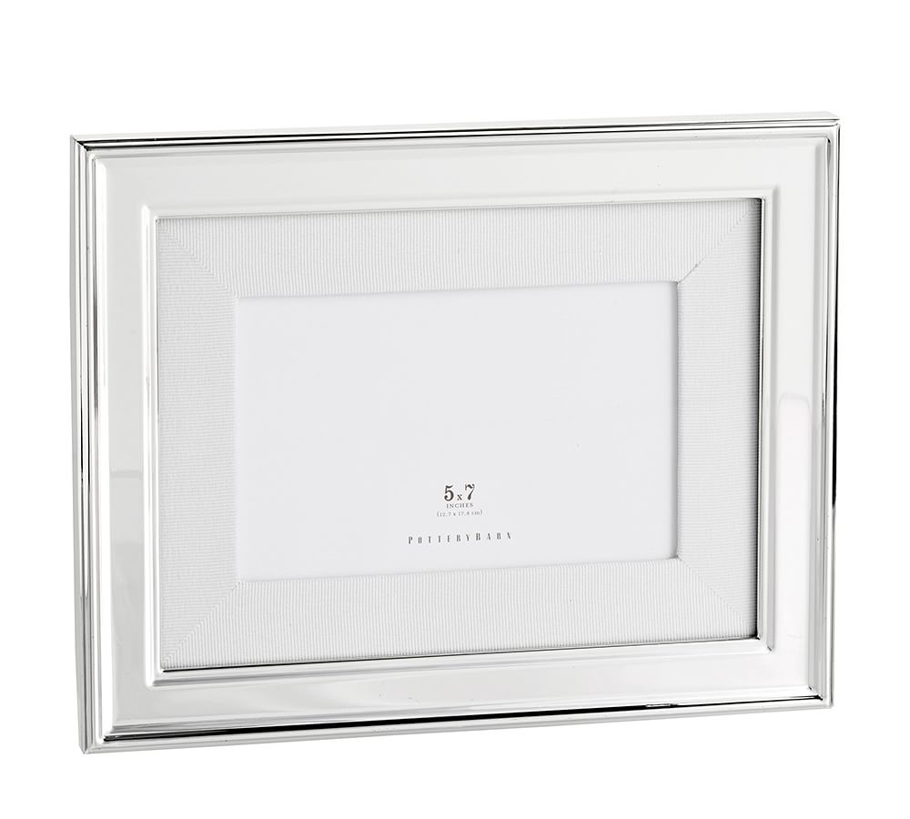 Personalized Silver Plated Grosgrain Ribbon Mat Frame White
