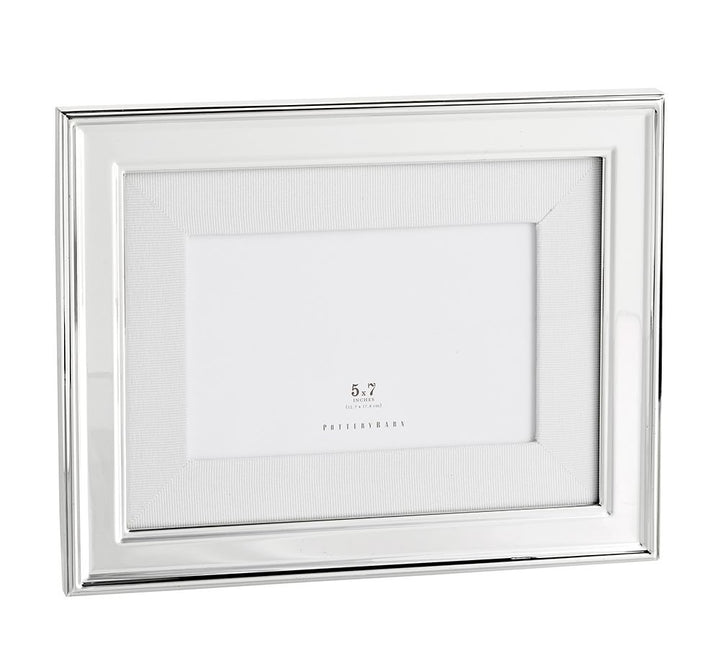 Personalized Silver Plated Grosgrain Ribbon Mat Frame White
