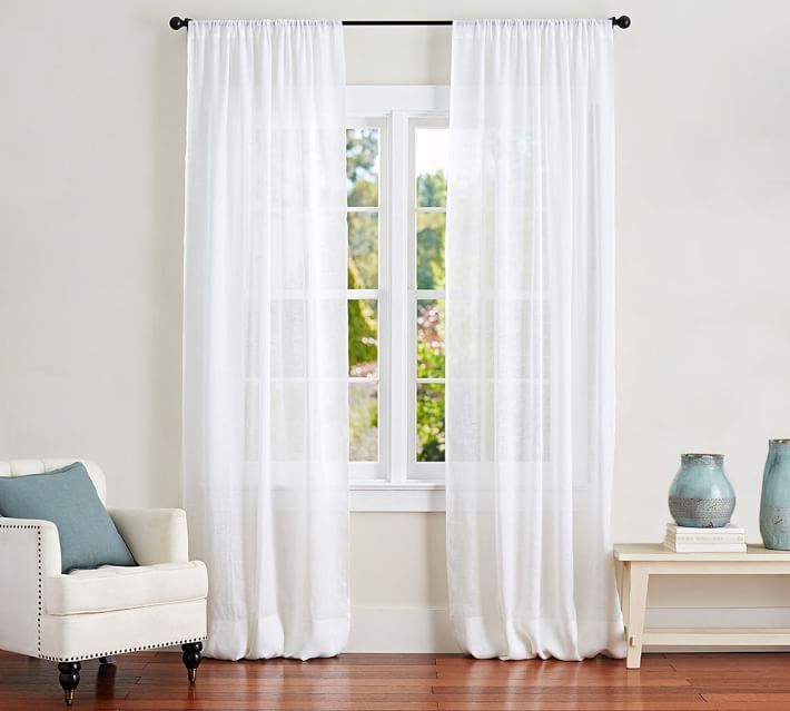 Belgian Flax Linen Rod Pocket Sheer Curtain 96"