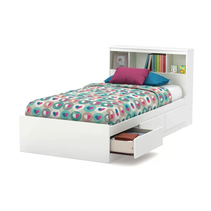 Reevo 3 Drawer Mates and Captains Bed with Bookcase by South Shore twin beds