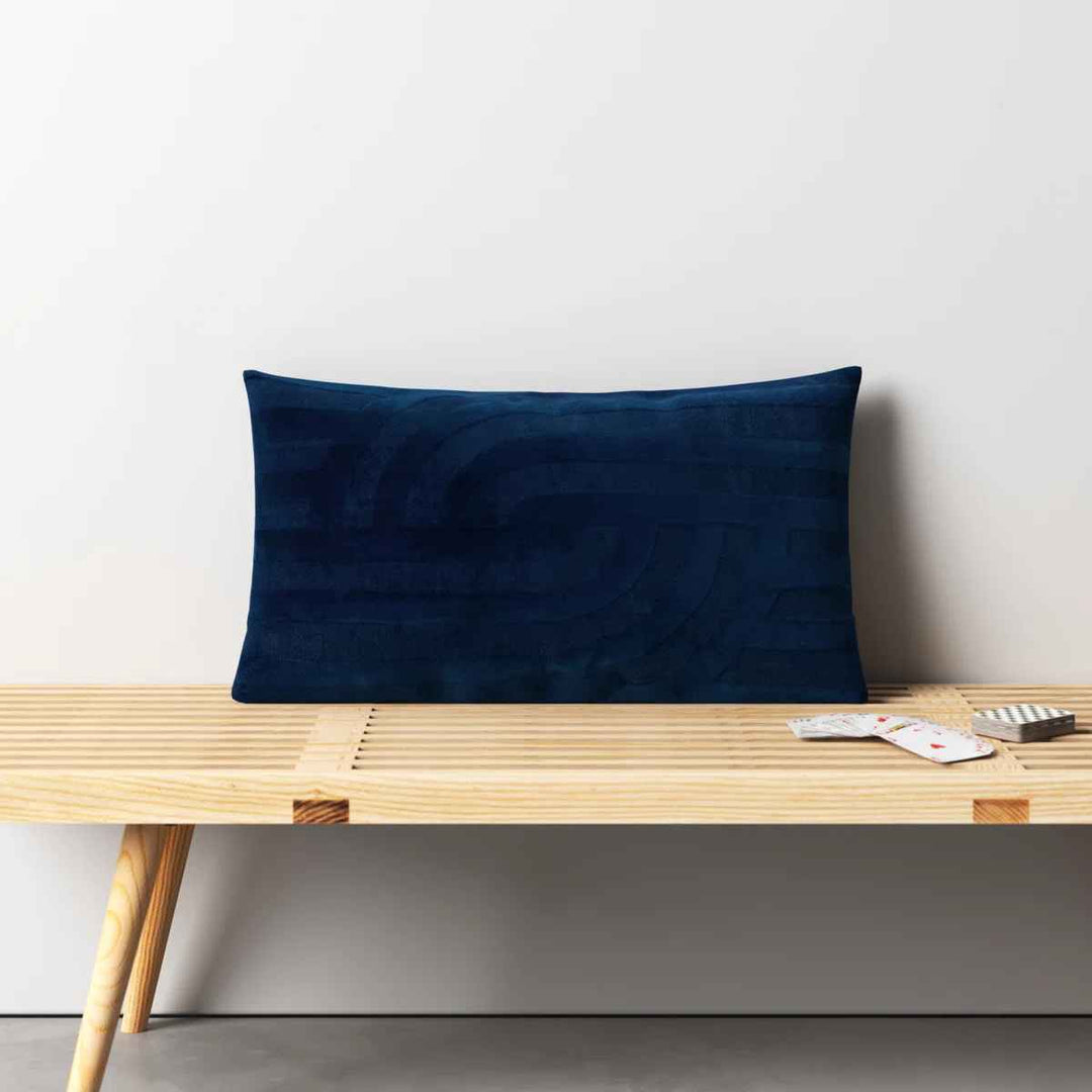 Terrah Embroidered Cotton Lumbar Throw Pillow-14"x26"