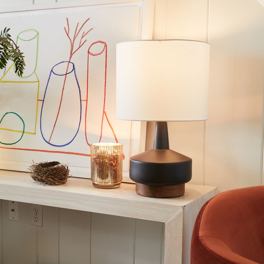 Wood And Ceramic Table Lamp