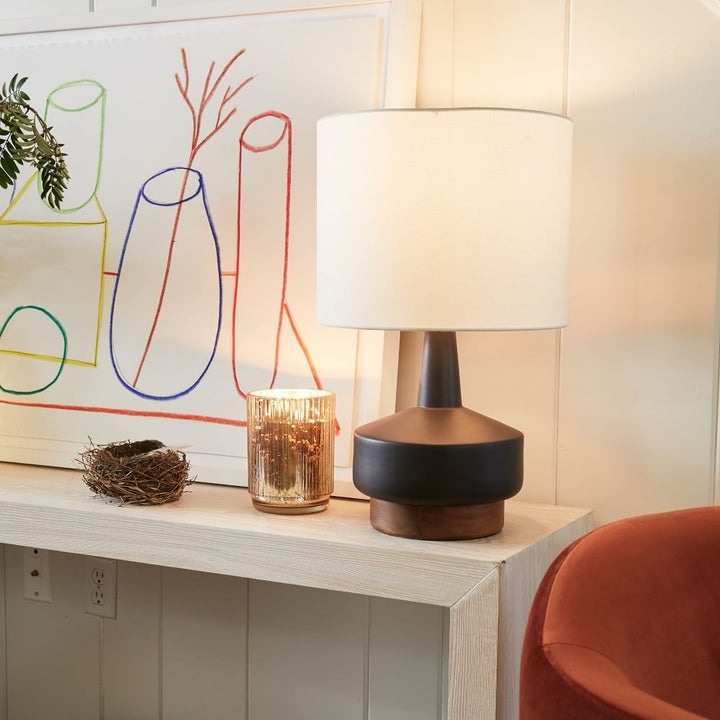 Wood And Ceramic Table Lamp