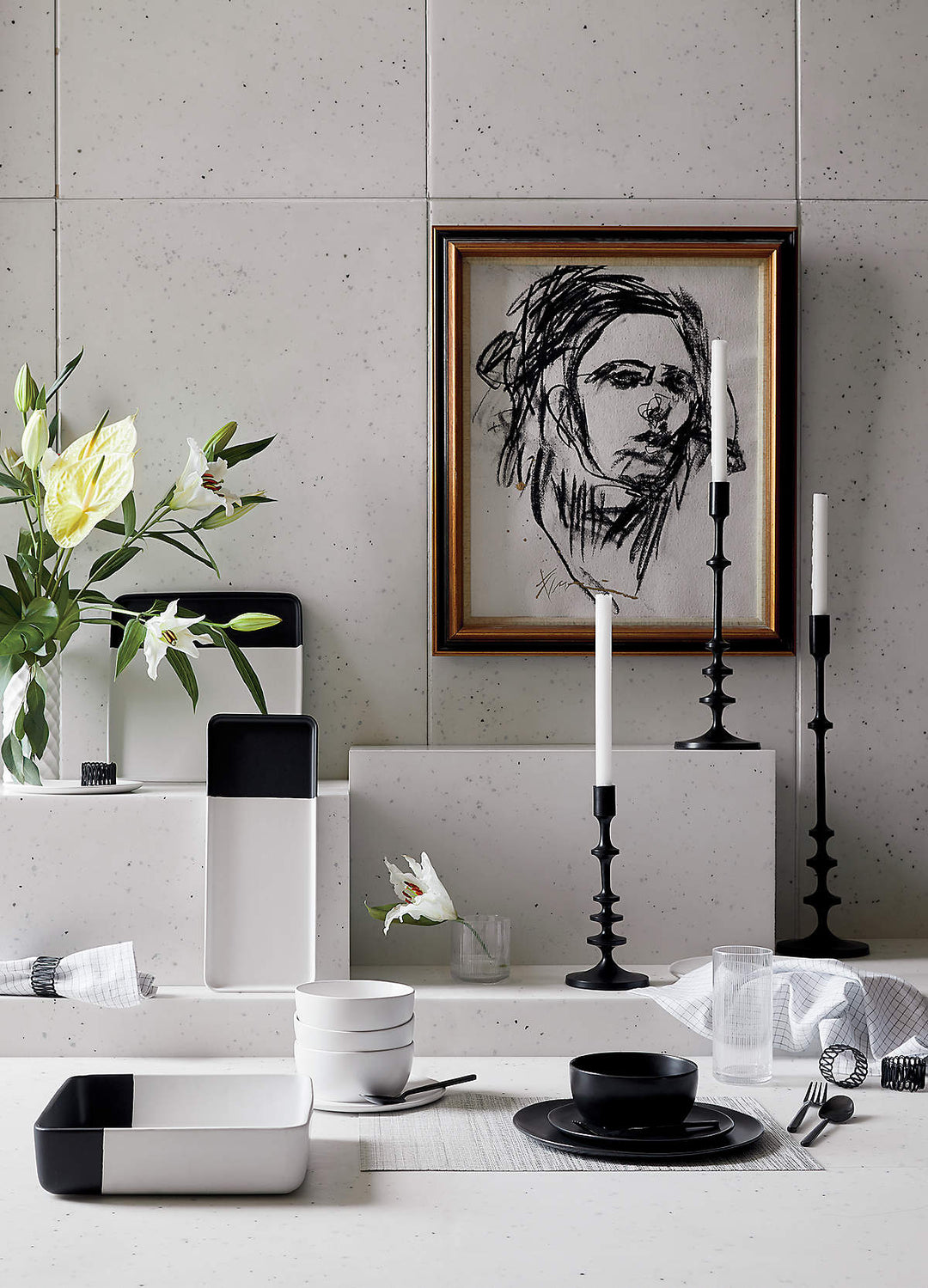 Allis Black Taper Candle Holder-Large