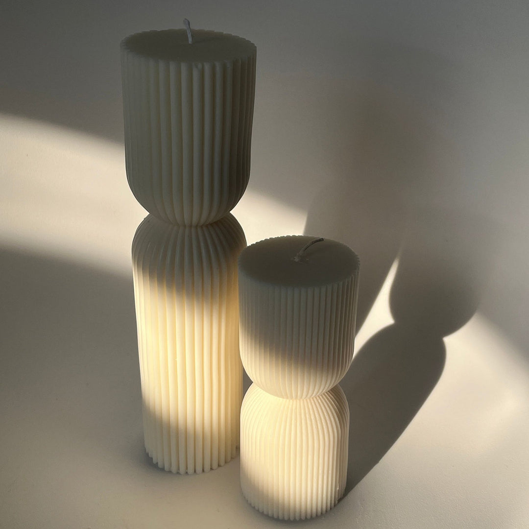 Aaram Lux Striped Column Candle Small