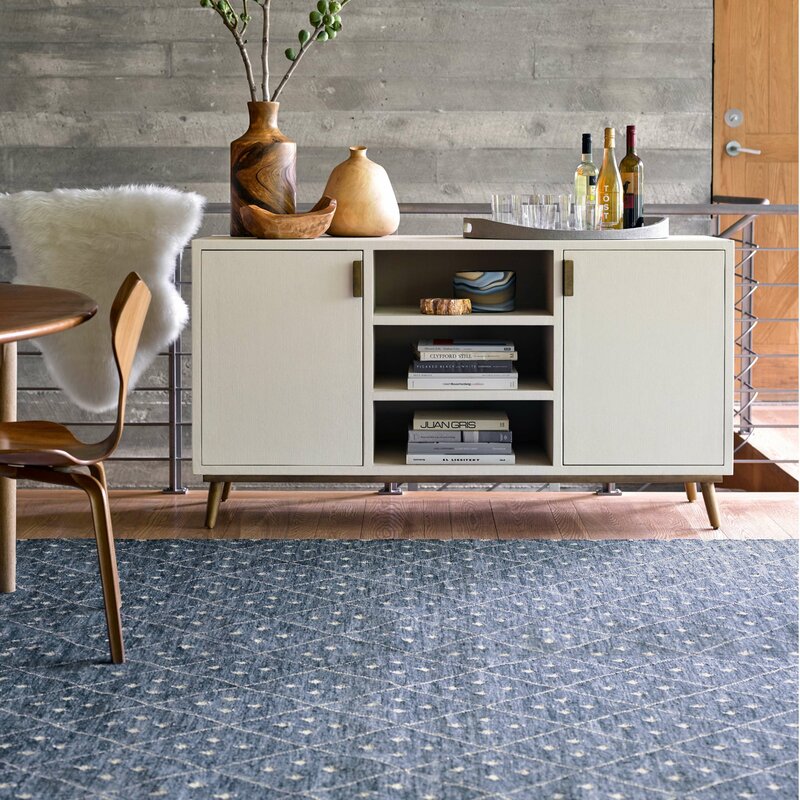 Kota Kilim Geometric Area Rug In Blue White