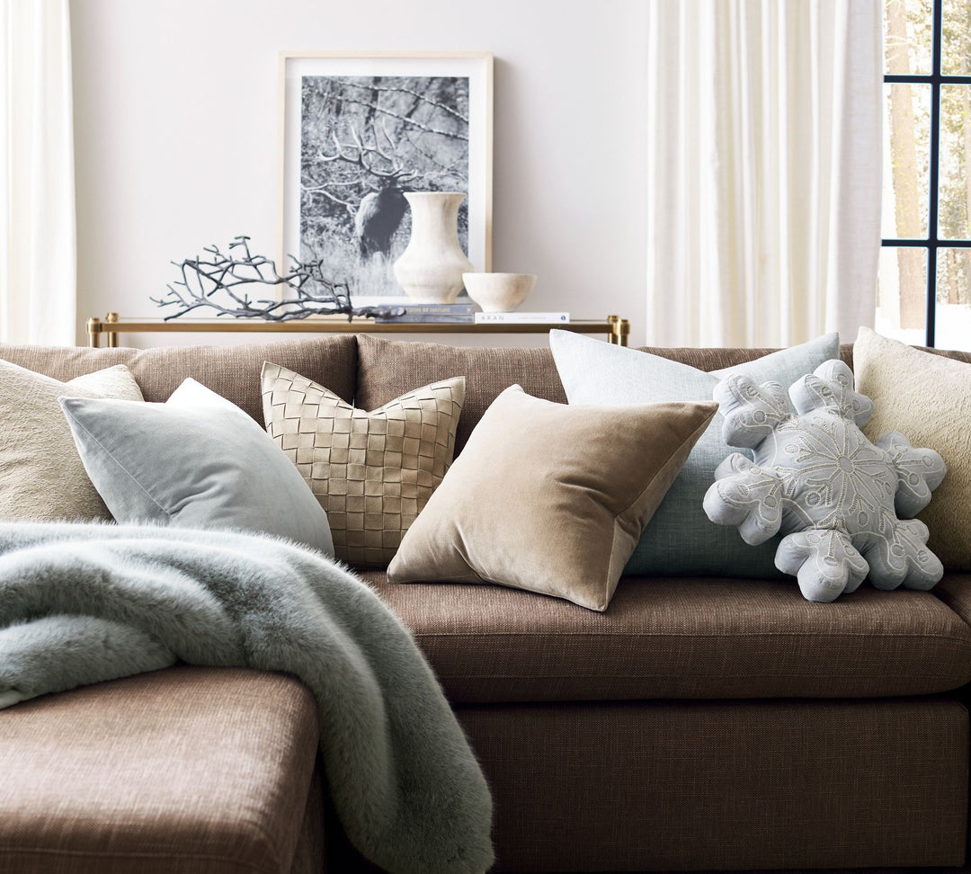 Basketweave Suede Pillow