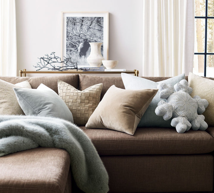 Basketweave Suede Pillow