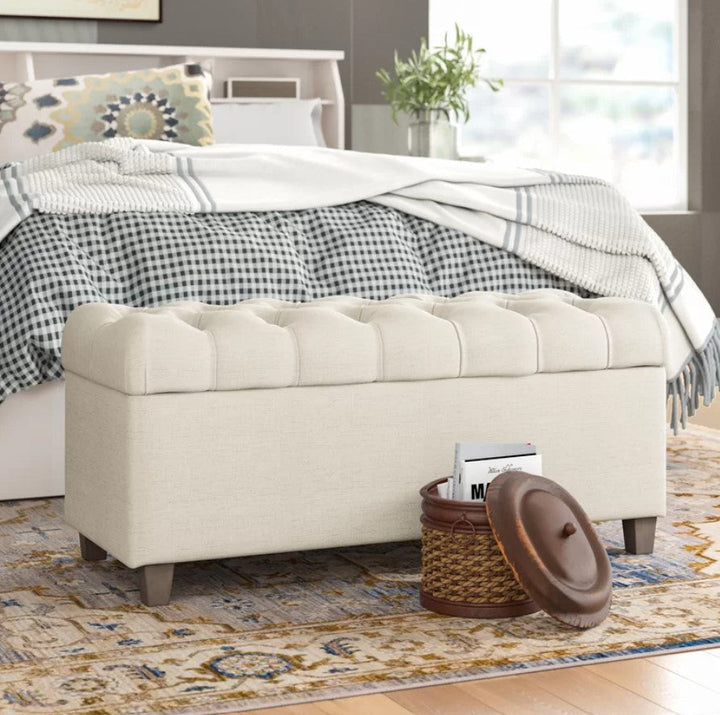 Crysania Polyester Upholstered Storage Bench