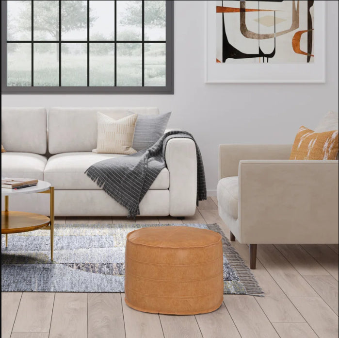 Brody Faux Leather Pouf