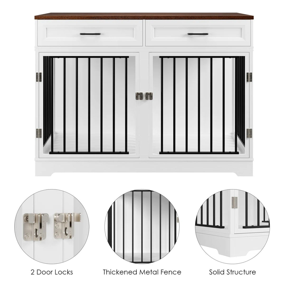 Chesterle Large Dog Crate Furniture Style With 2 Drawers And Divider