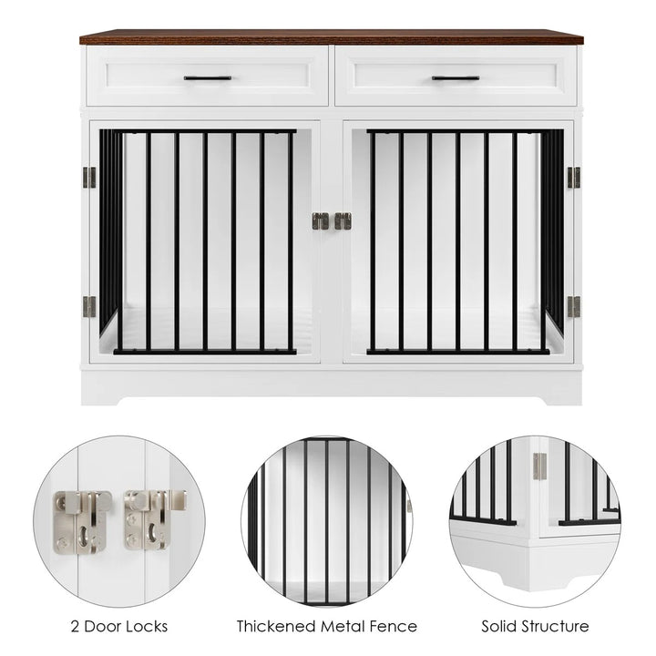 Chesterle Large Dog Crate Furniture Style With 2 Drawers And Divider