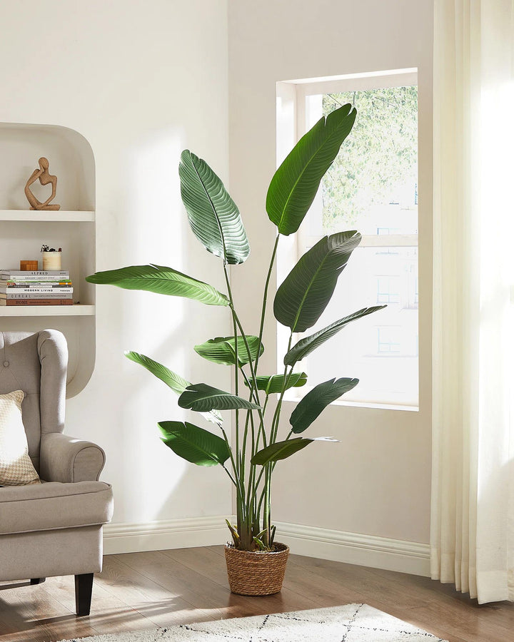 Faux Banana Leaf Tree with Planter Basket