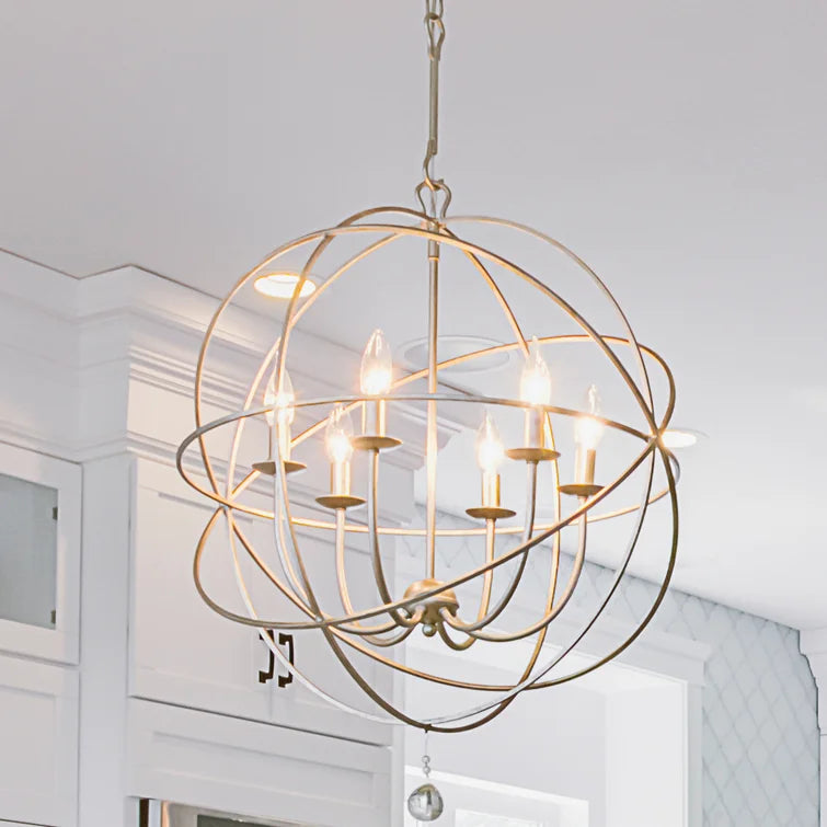 Jayden 6 - Light Statement Globe Chandelier with Hand Blown Glass Accents