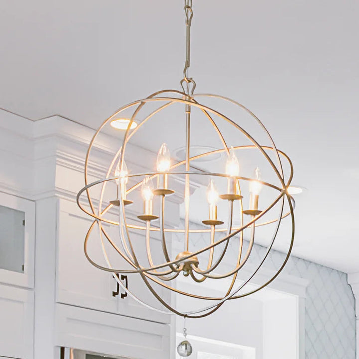 Jayden 6 - Light Statement Globe Chandelier with Hand Blown Glass Accents