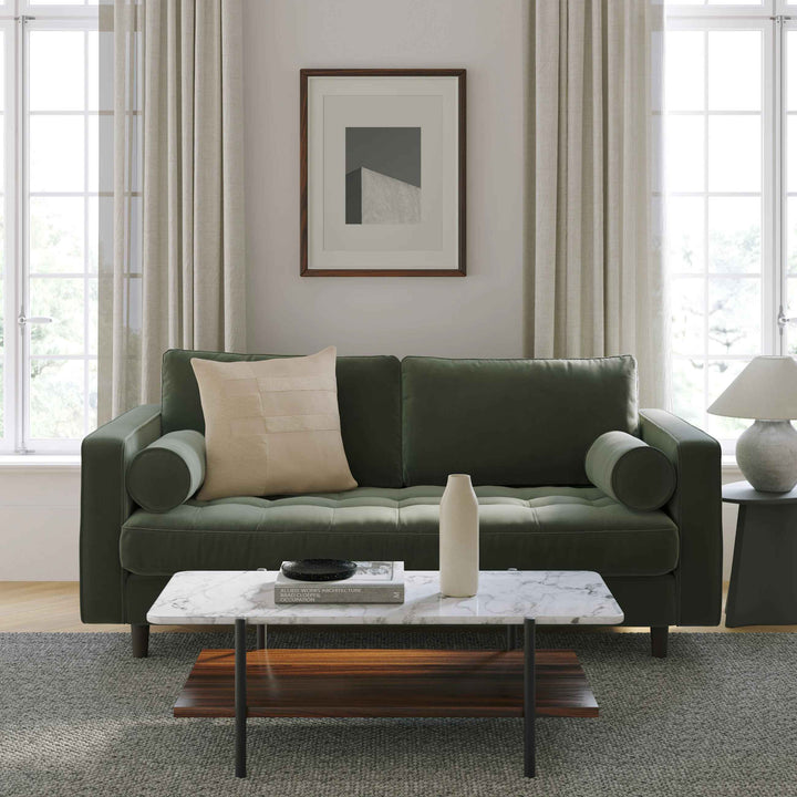 Sven Tufted Velvet Loveseat Plush Pacific Green