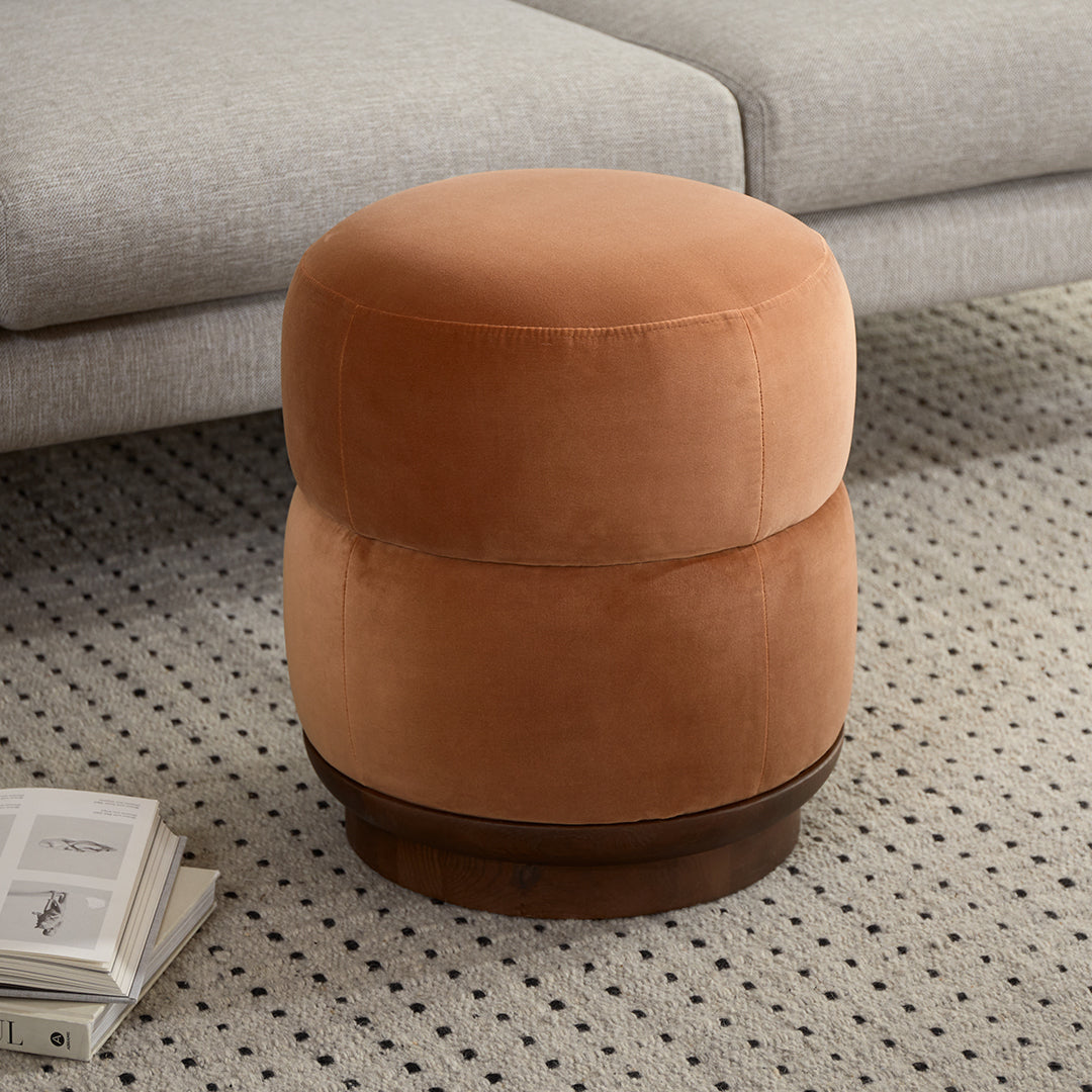 Pica Velvet Ottoman Plush Pacific Rust