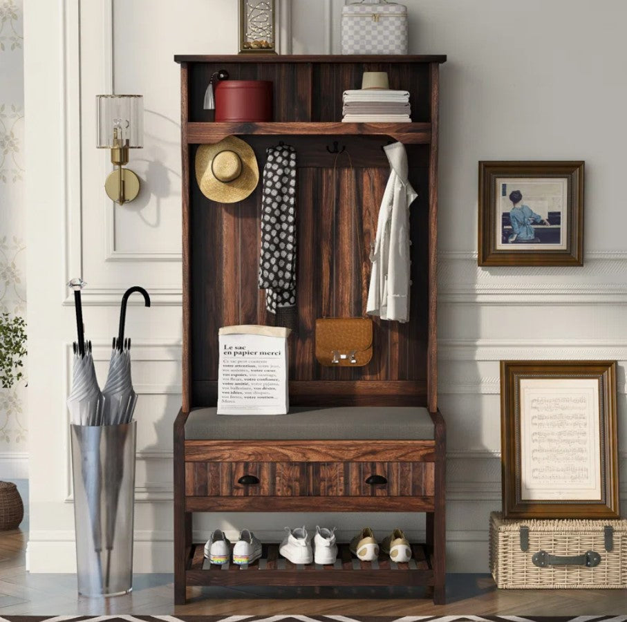 Aristel Hall Tree 33.5'' Wide with Bench and Shoe Storage