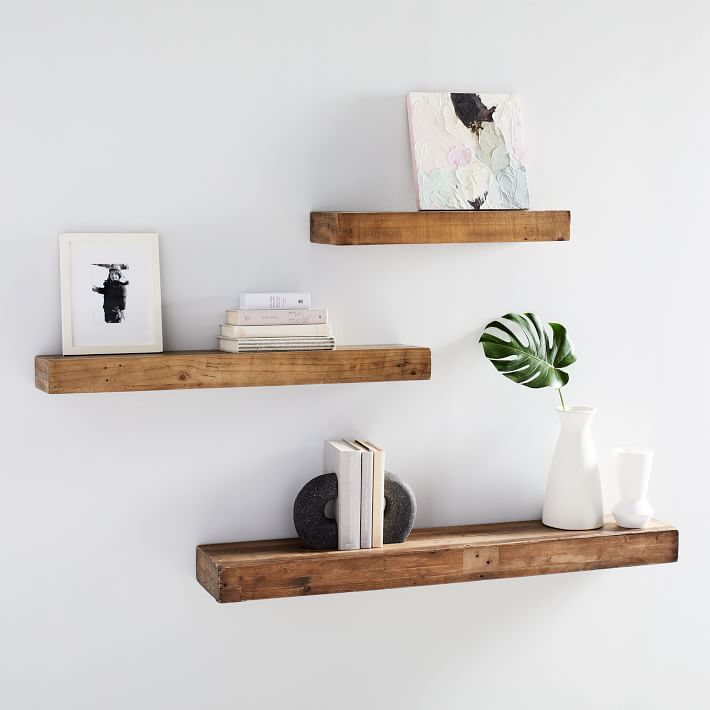 Reclaimed Solid Pine Floating Wall Shelves