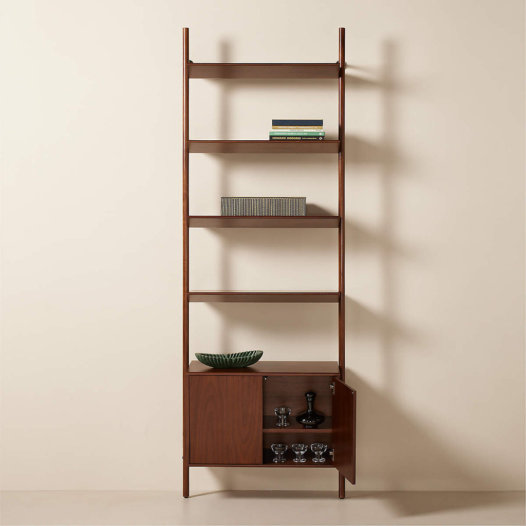 NABLA BROWN WALNUT WOOD WALL MOUNT BOOKCASE
