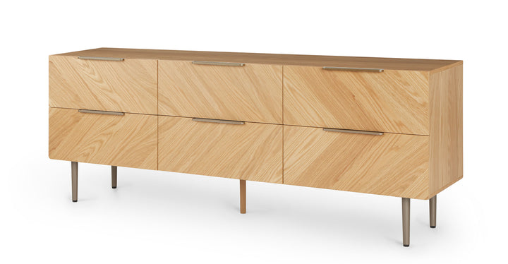 Nera Oak 6 Drawer Low Double Dresser
