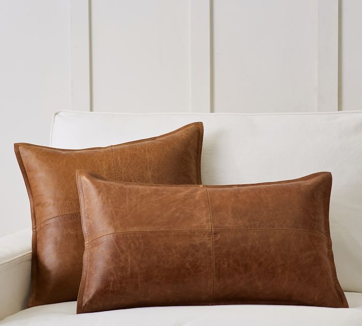 Pieced Leather Pillow Cover