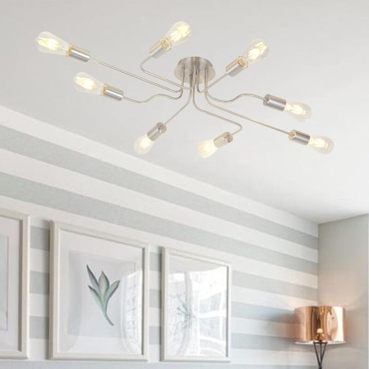 GEARHEART 8 LIGHT SPUTNIK MODERN LINEAR SEMI FLUSH MOUNT