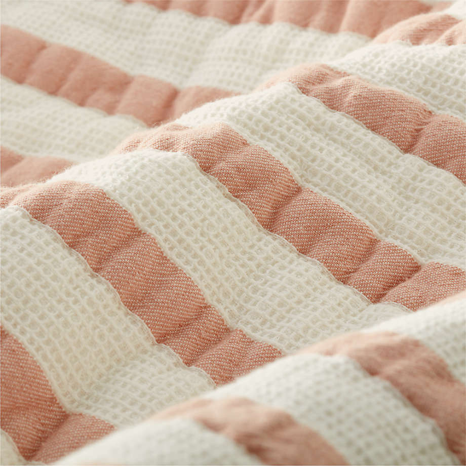 Organic Pink Stripe Waffle Weave Quilt Twin