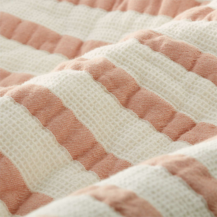 Organic Pink Stripe Waffle Weave Quilt Twin