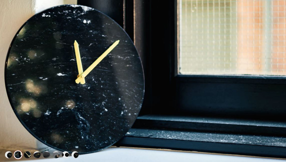 Maris Black Marble Clock