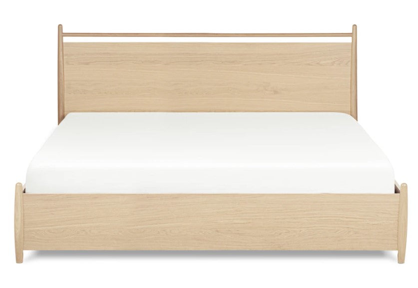 Lenia Panel White Oak King Storage Bed