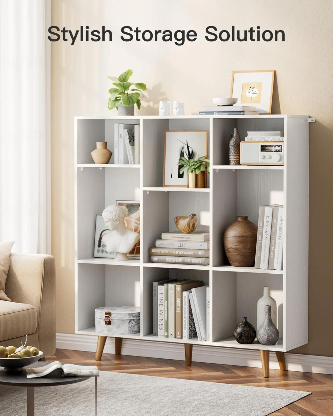 Wood Cube Bookcase Vertical Book Rack Library Shelves