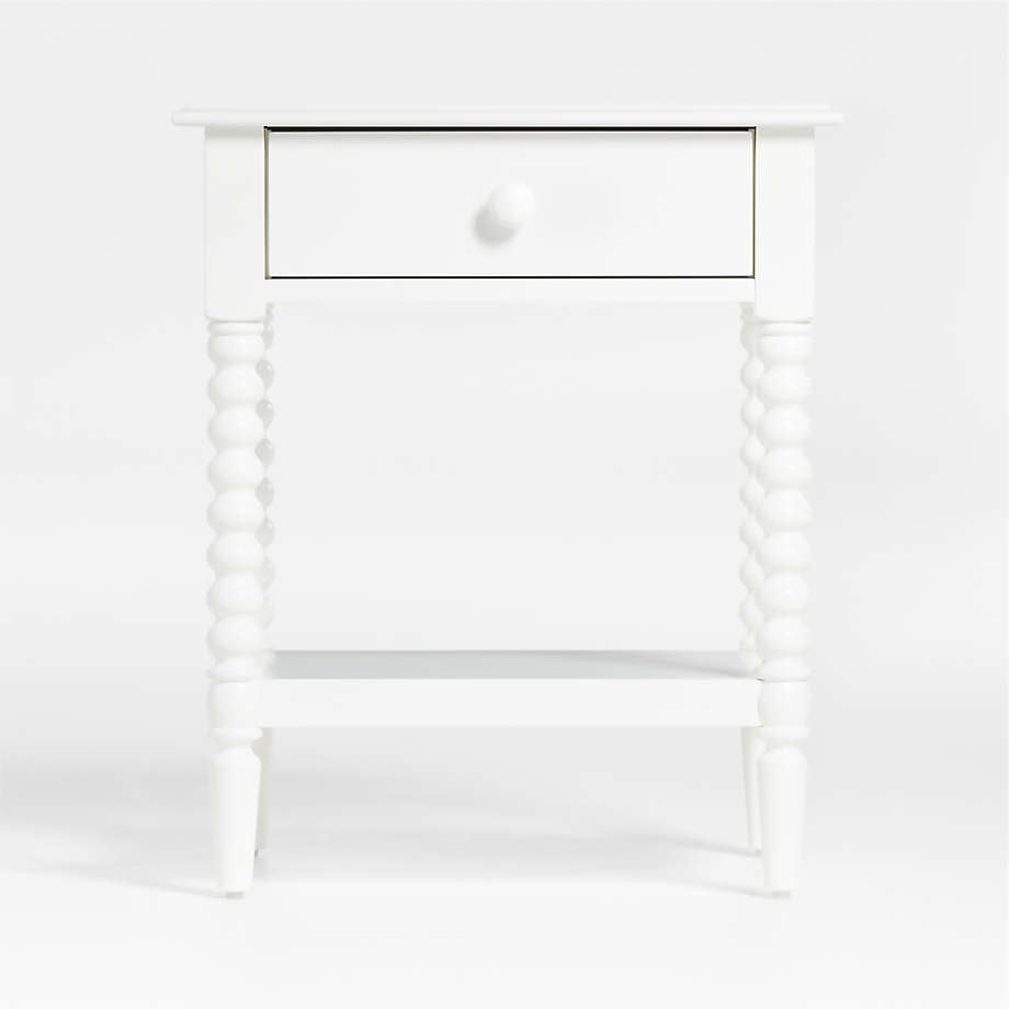 Jenny Lind White Wood Spindle Kids Nightstand with Drawer