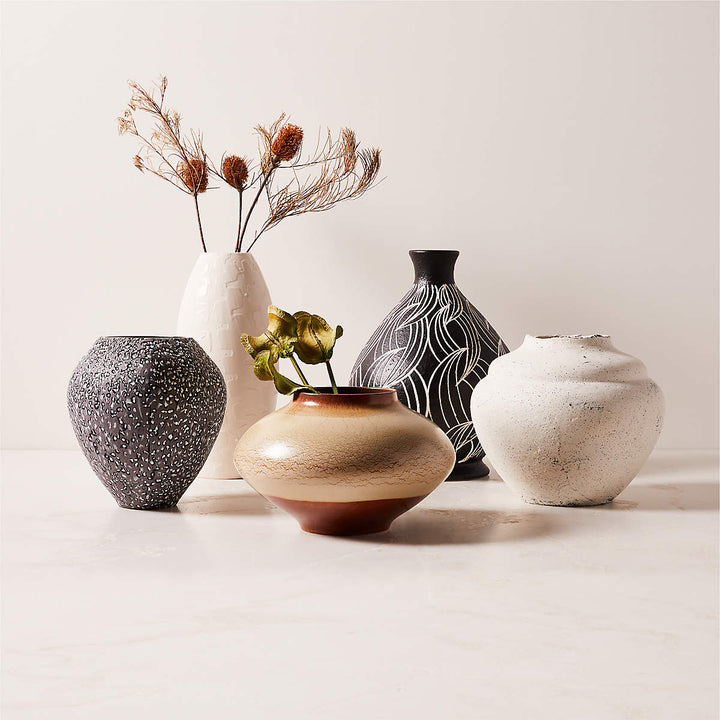 Osimo Round Warm Brown And White Ceramic Vase