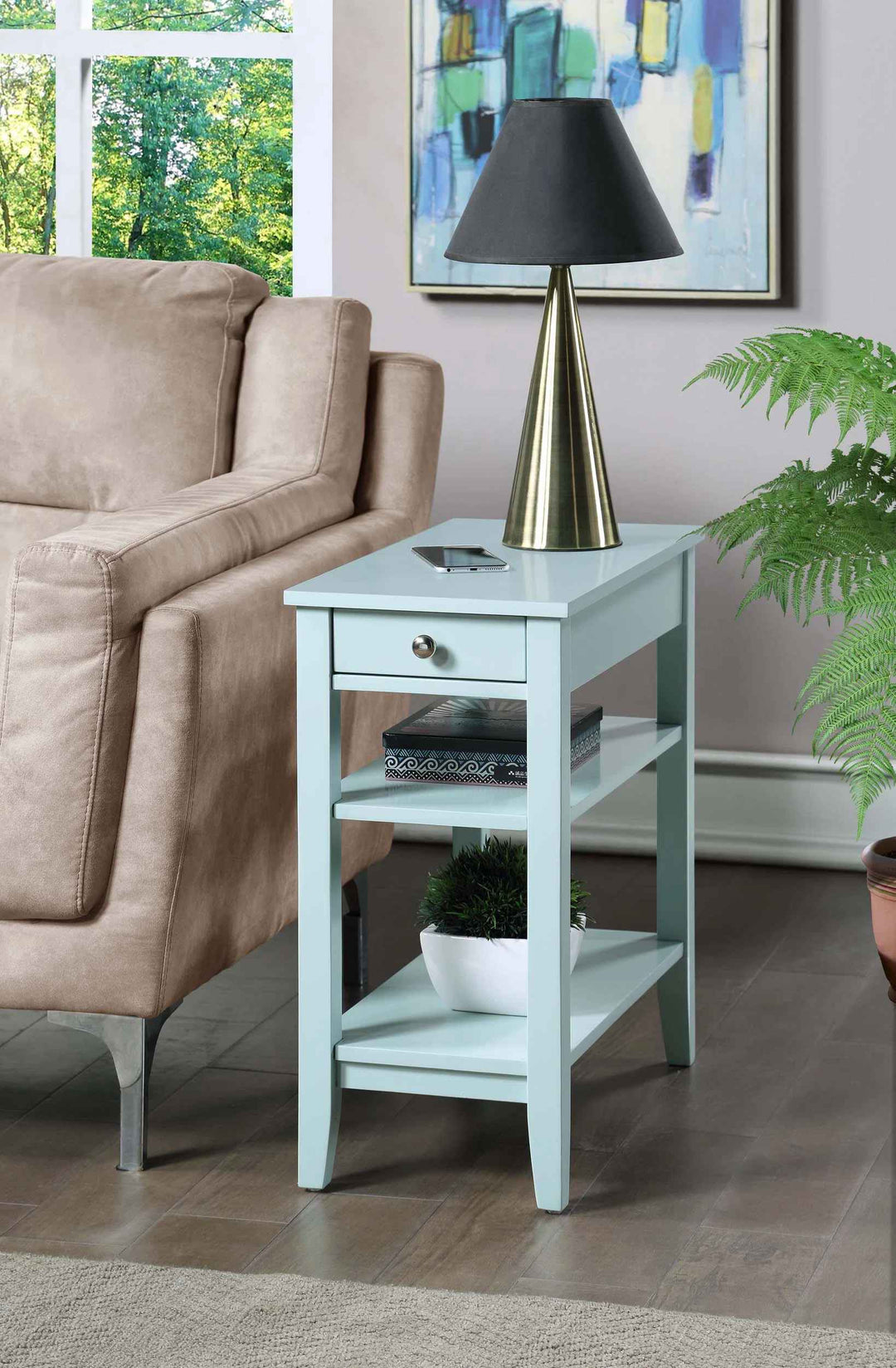 Carbin End Table with Drawer and Shelves