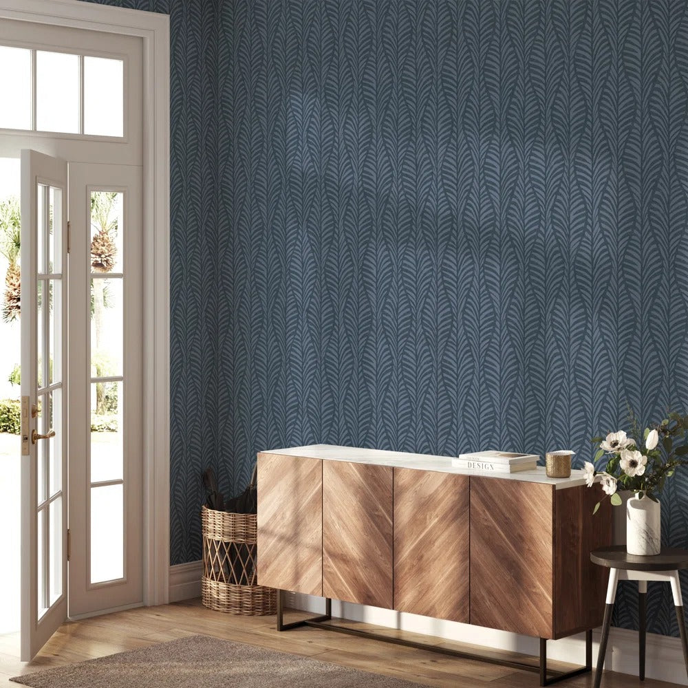 Block Print Leaves Peel and Stick Wallpaper