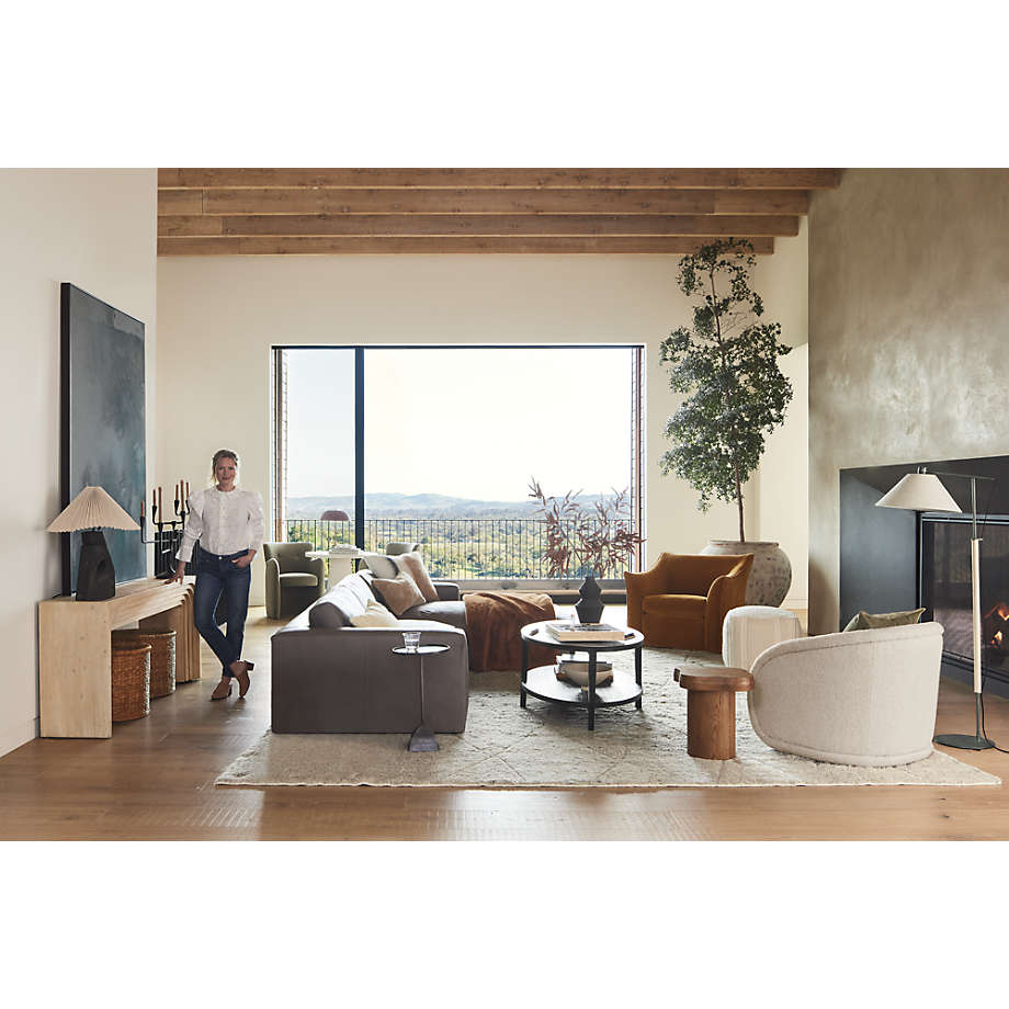 Fog Grey Textured Plaid 18"x18" Pouf