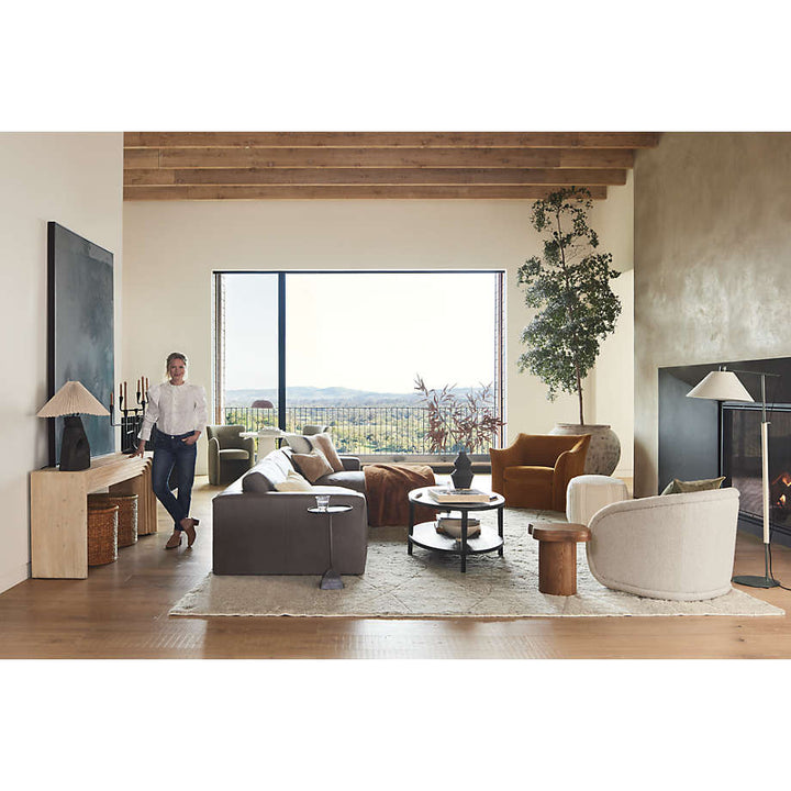 Fog Grey Textured Plaid 18"x18" Pouf