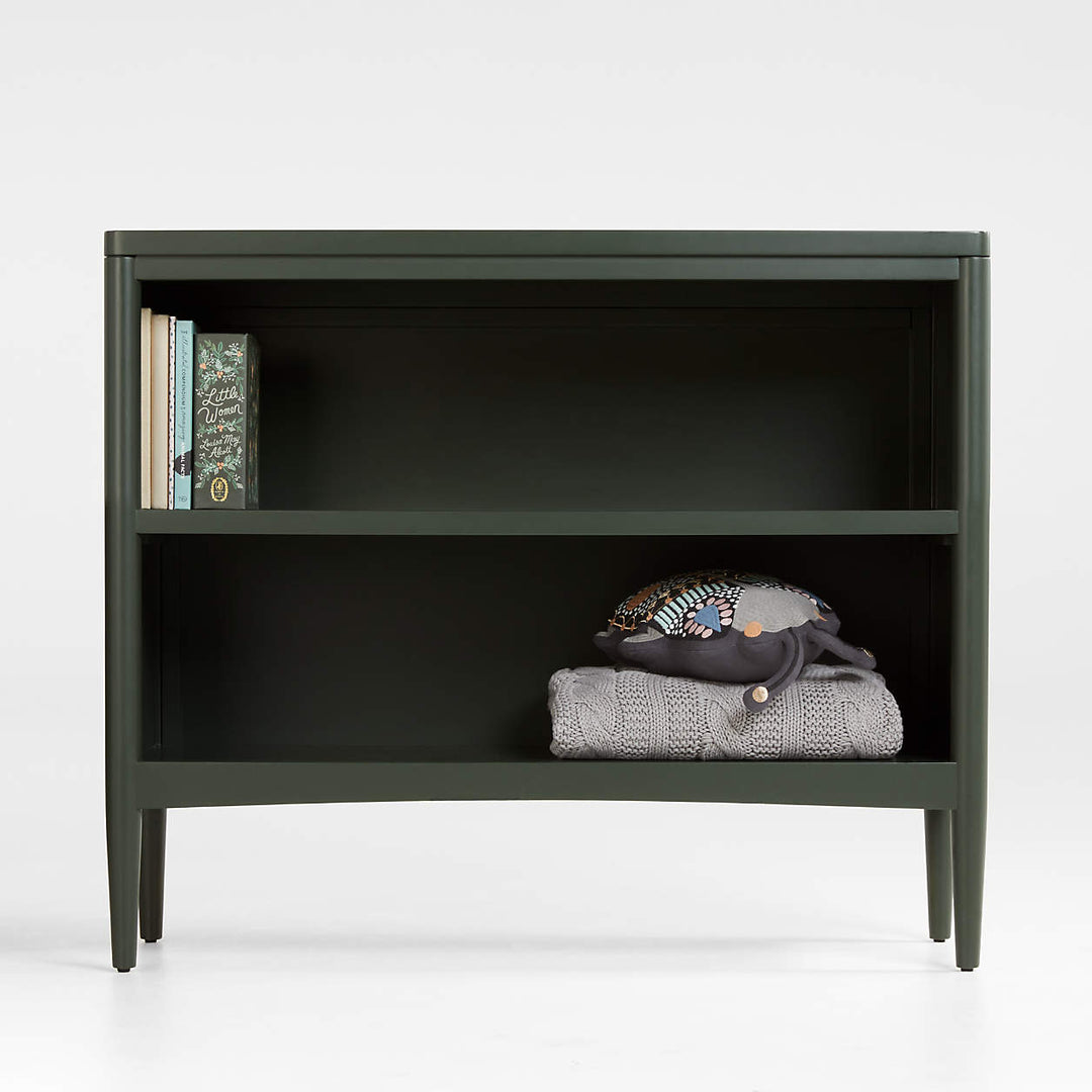 Hampshire Small Olive Green Wood 2 Shelf Bookcase