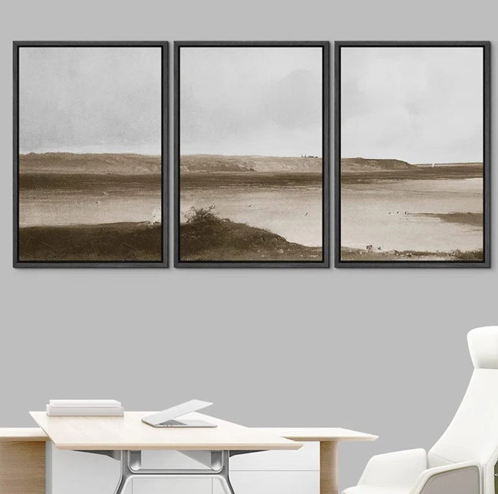 Pastel Minimal Calm Oceanside Canvas Art
