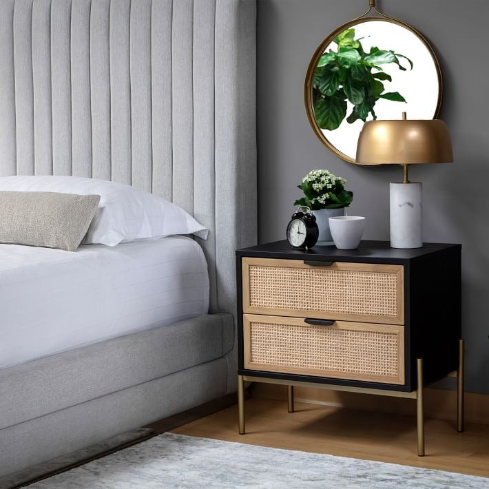 Lofted Rattan Wood 2 Drawer Nightstand