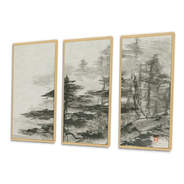 Asian Forest 3 Pieces on Canvas