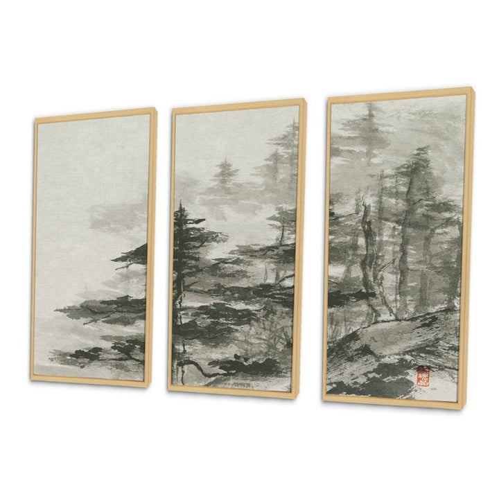 Asian Forest 3 Pieces on Canvas