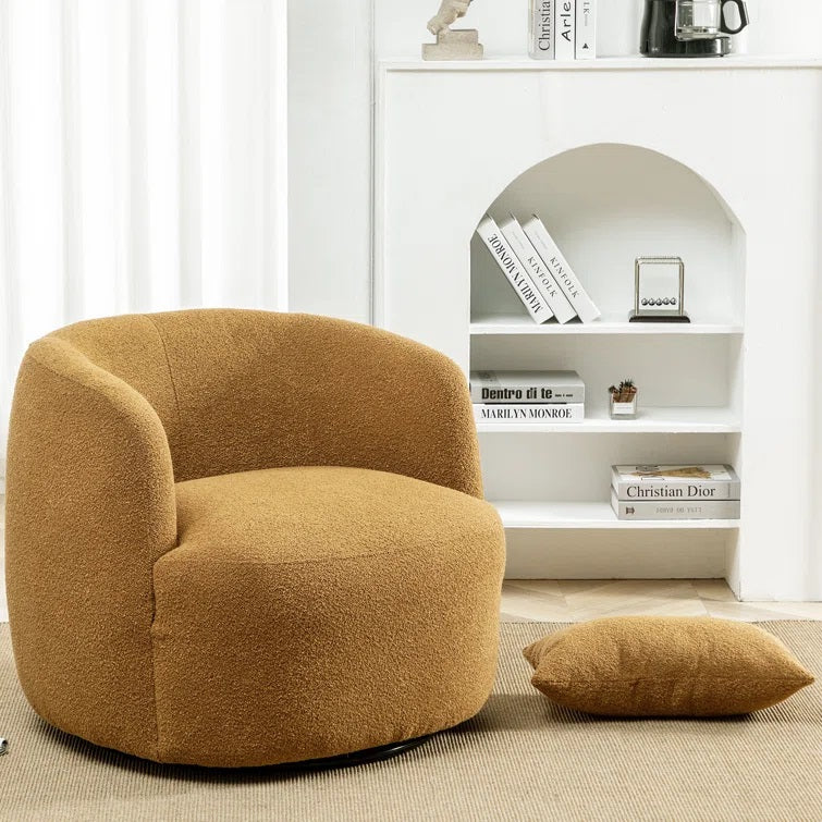 Arijit Boucle Upholstered Swivel Armchair