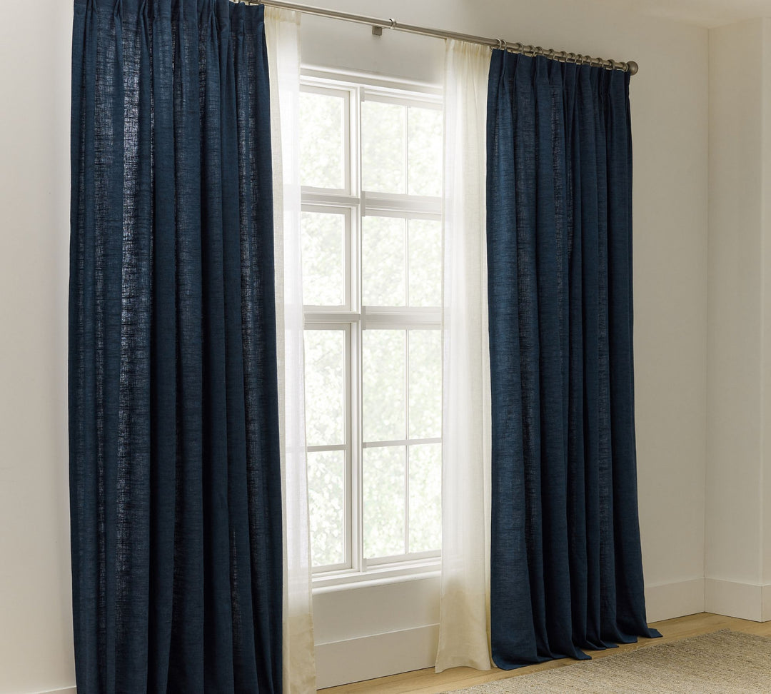Emery Linen Pinch Pleat Curtain_Midnight