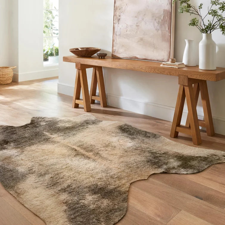 Altraud Faux Cowhide Beige Rug