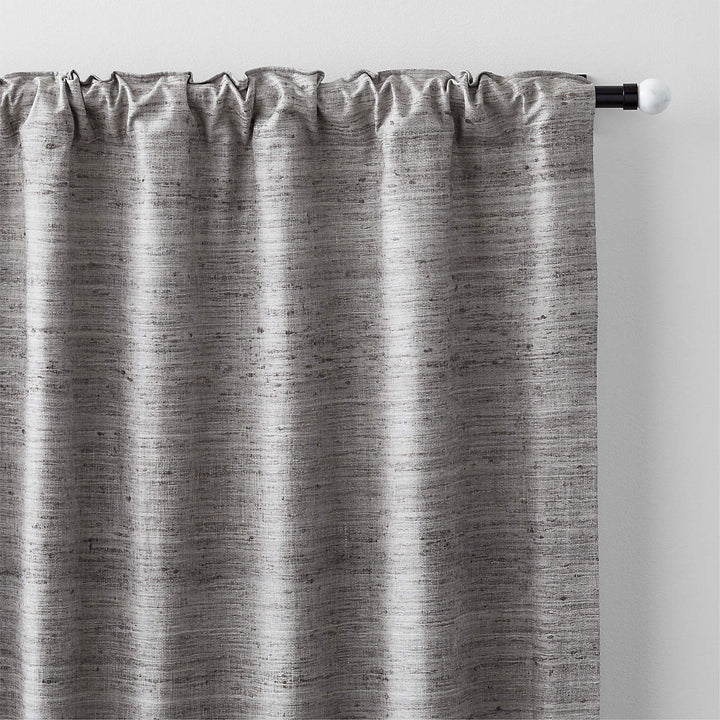 Trevino Pebble Grey Cotton Silk Blend Window Curtain Panel-96"