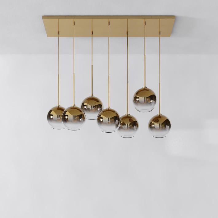 Sculptural Glass 7 Light Globe Chandelier Metallic Ombre