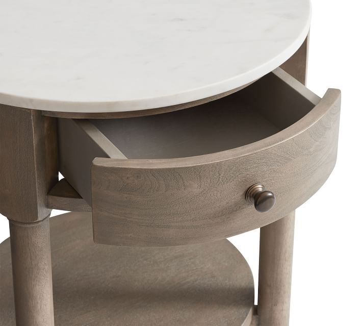 Alexandra 21" Round Marble Nightstand